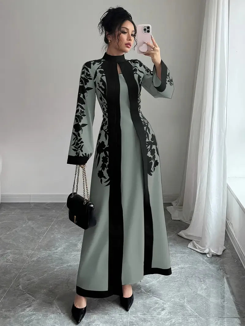 Women'S Elegant Floral Print Long Sleeve