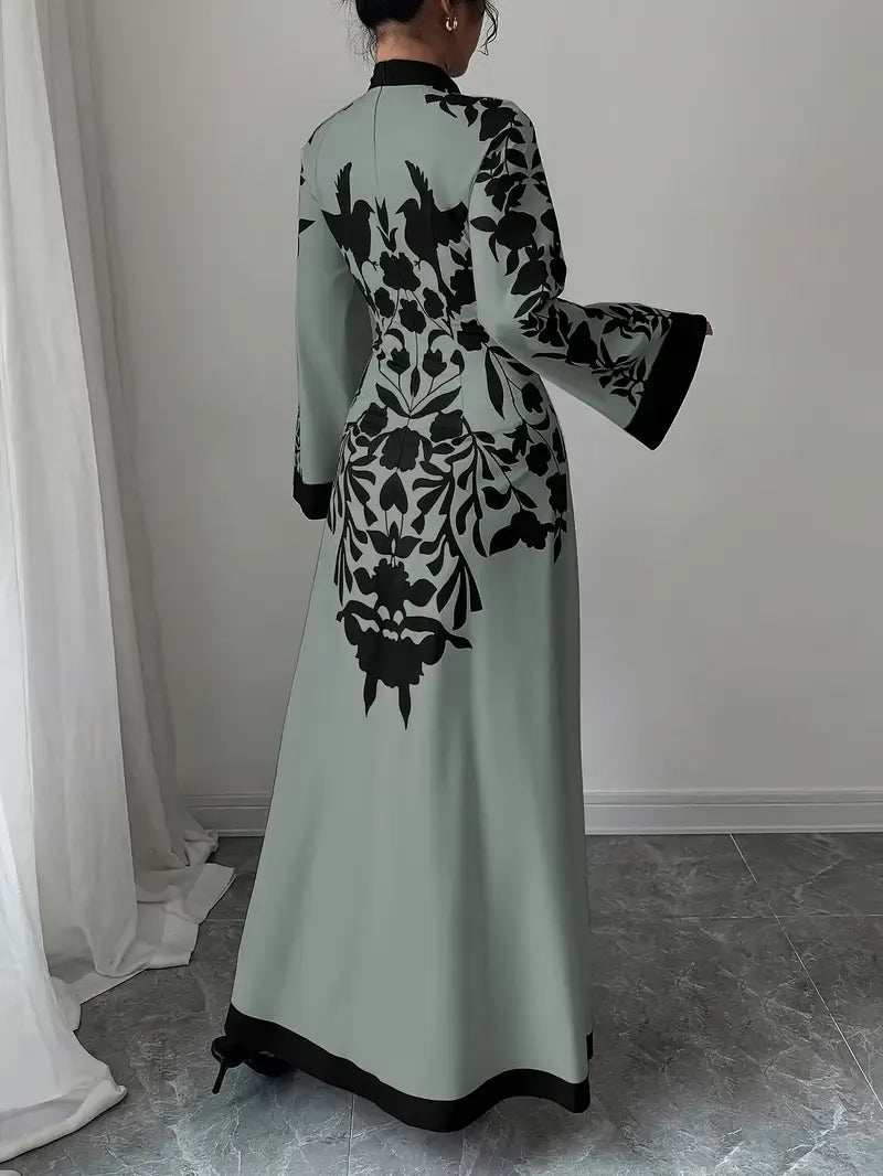 Women'S Elegant Floral Print Long Sleeve